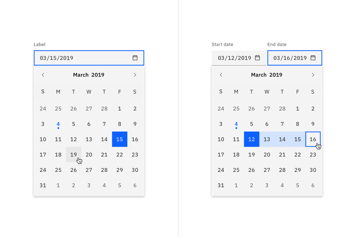 Date picker calendar examples